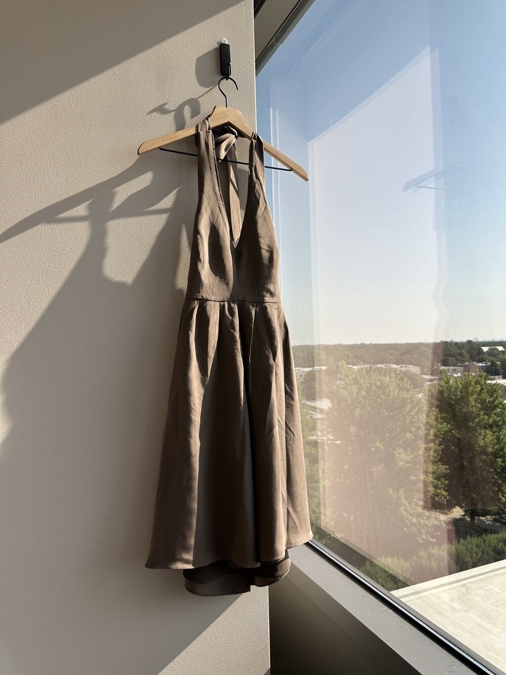J.Crew 100% Silk Brown Halter Backless Midi Spring Summer Wedding Guest Dress 2